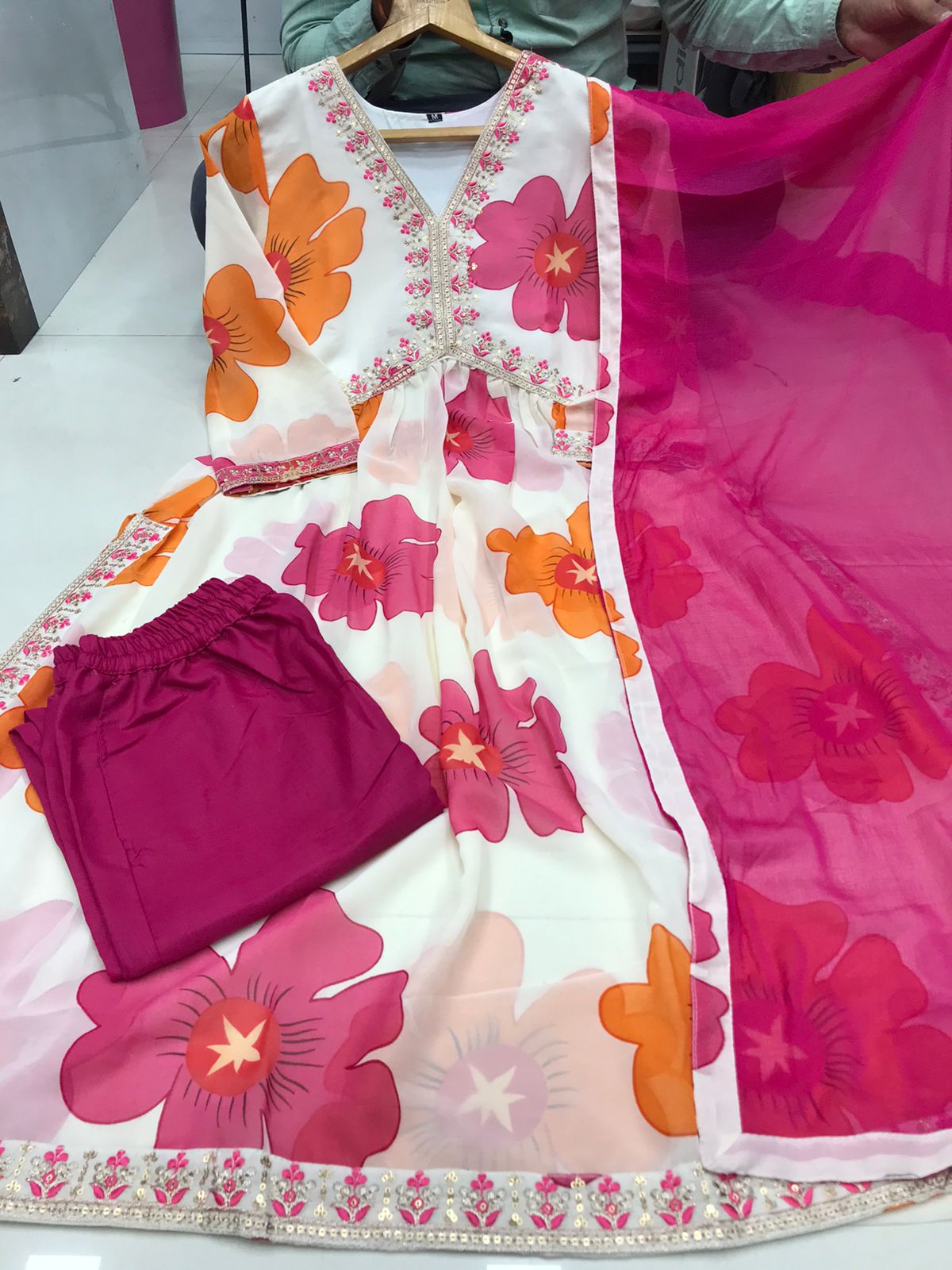 KPD 9014 Alia Cut Faux Georgette Kurti With Bottom Dupatta Wholesale Clothing Suppliers In India 